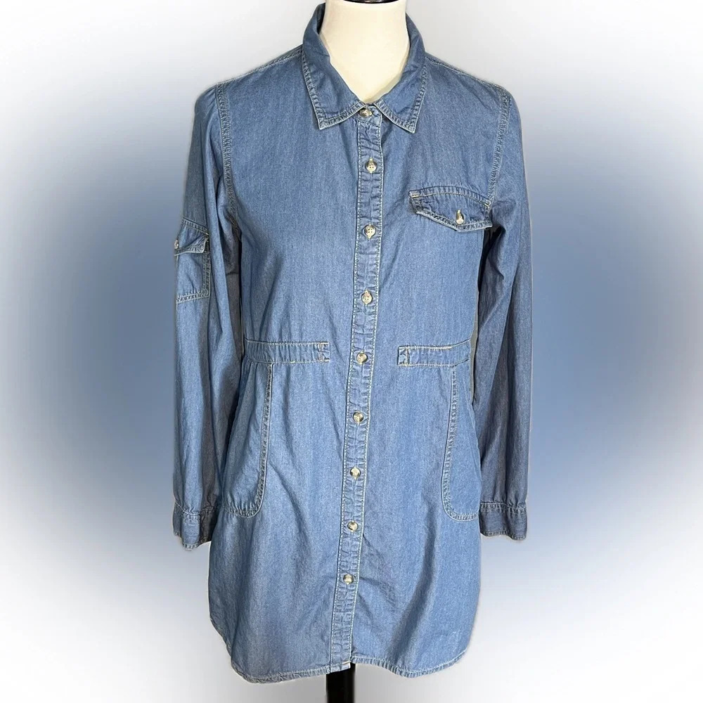 Eighty Eight Premium Denim Dress, Relaxed Fit, Long Sleeves, Cotton/Rayo…